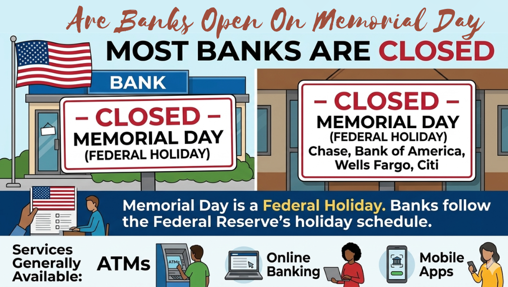 Are Banks Open on Memorial Day? Complete Guide to Bank Hours, Federal Holiday Closures, and ATM Availability