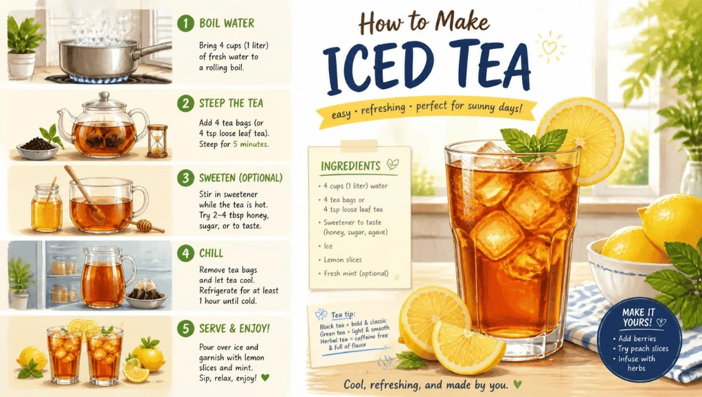 How to Make Iced Tea? 3 Easy Methods, Exact Ratios, Steeping Times & Refreshing Flavor Tips