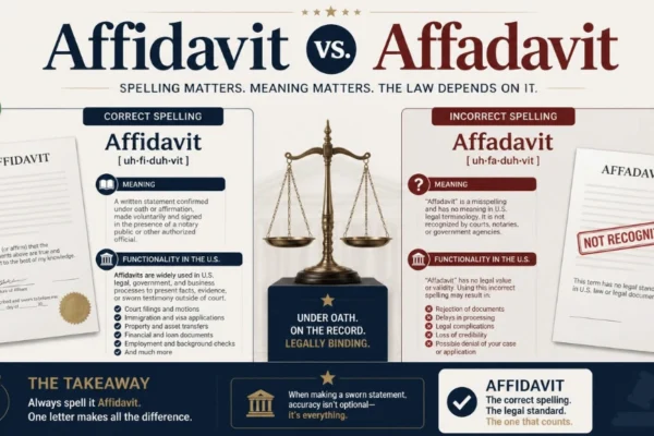 Affidavit: The Correct Spelling, Legal Meaning, Uses, Notarization Requirements, Differences From Declarations,